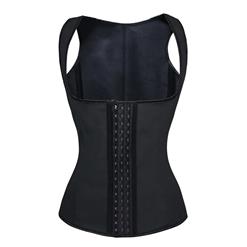 Hot Sale Black Latex Steel Boned Waist Cincher Underbust Corset Vest N10730