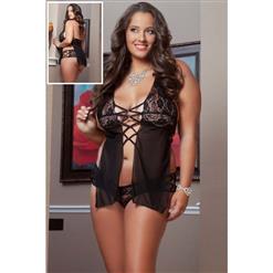 Plus Size Sexy Black Laces Trim Babydoll Lingerie N10738