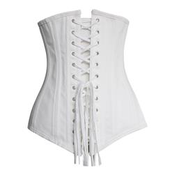 26 Steel Bones White Long Cotton Waist Training Underbust Corset N10803