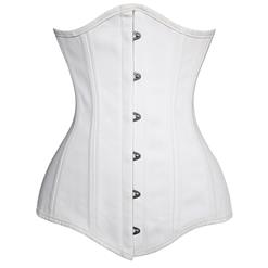 26 Steel Bones White Long Cotton Waist Training Underbust Corset N10803