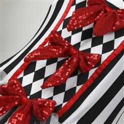 Harlequin Black-white Clown Adult Halloween Circus Costume N10832