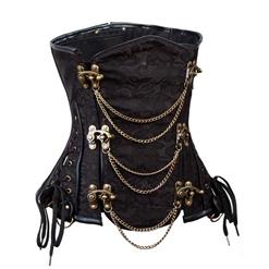 Vintage Black Jacquard Steel Boned Underbust Corset N10871