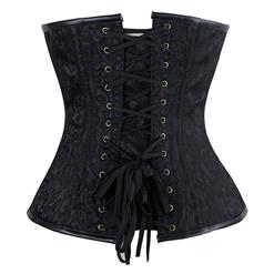 Vintage Black Jacquard Steel Boned Underbust Corset N10871