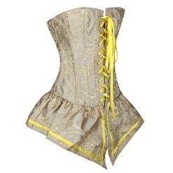 Palace Style Yellow Brocade Lace-up Corset with Skirt N10893