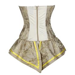 Palace Style Yellow Brocade Lace-up Corset with Skirt N10893