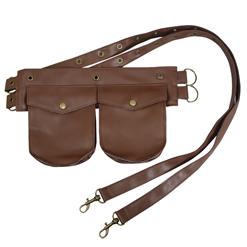 Steampunk Brown Faux Leather Corset Pouch Belt N10902