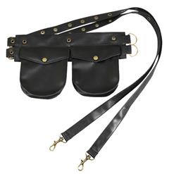 Steampunk Black Faux Leather Corset Pouch Belt N10903