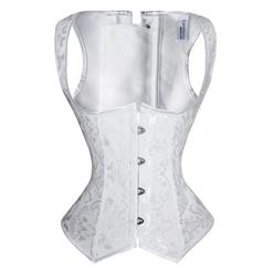 Steel Boned Noble White Jacquard Waist Cincher Vest Corset N10915