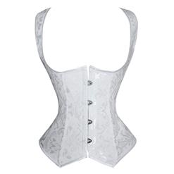 Steel Boned Underbust Corset, Beige Underbust Corset Vest, Waist Cincher Corset, Jacquard Underbust Corset, Plus Size Underbust Corset, #N10915