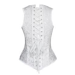 Steel Boned Noble White Jacquard Waist Cincher Vest Corset N10915