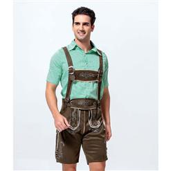 2pcs Men's Olive-drab Suspenders Bavarian Oktoberfest Lederhosen Costume N10924