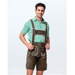 2pcs Men's Olive-drab Suspenders Bavarian Oktoberfest Lederhosen Costume N10924