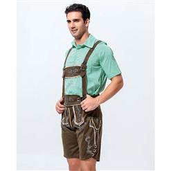 2pcs Men's Olive-drab Suspenders Bavarian Oktoberfest Lederhosen Costume N10924