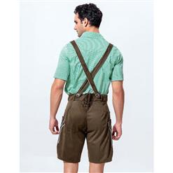 2pcs Men's Olive-drab Suspenders Bavarian Oktoberfest Lederhosen Costume N10924