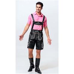 2pcs Men's Black Suspenders Bavarian Oktoberfest Lederhosen Costume N10926