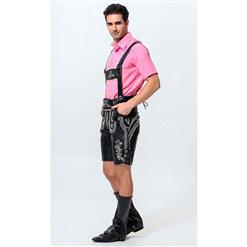 2pcs Men's Black Suspenders Bavarian Oktoberfest Lederhosen Costume N10926