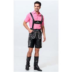 2pcs Men's Black Suspenders Bavarian Oktoberfest Lederhosen Costume N10926