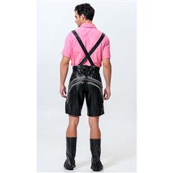 2pcs Men's Black Suspenders Bavarian Oktoberfest Lederhosen Costume N10926