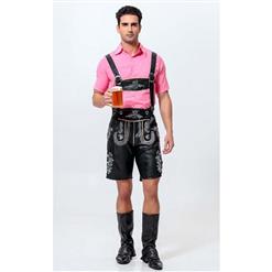 2pcs Men's Black Suspenders Bavarian Oktoberfest Lederhosen Costume N10926