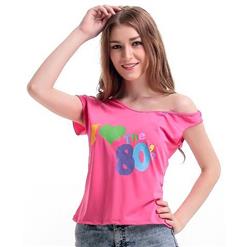 Fashion Pink Heart Pattern One Strap Tops N10946