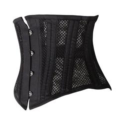 Women's 26 Steel Boned Breathable Mesh Short Torso Waist Training Corset Waspie N11006