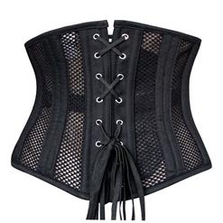 Women's 26 Steel Boned Breathable Mesh Short Torso Waist Training Corset Waspie N11006