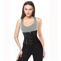 Women's 26 Steel Boned Breathable Mesh Short Torso Waist Training Corset Waspie N11006