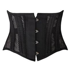 Women's 26 Steel Boned Breathable Mesh Short Torso Waist Training Corset Waspie N11006