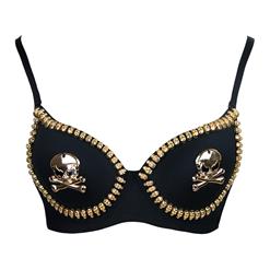 Sexy Gold Spike Big Skull Bones Club Party B Cups Bra Top N11012