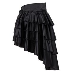 Sexy Black Satin High-low Ruffles Dancing Party Skirt N11067