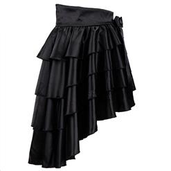 Sexy Black Satin High-low Ruffles Dancing Party Skirt N11067