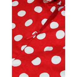 Women's 1950's Vintage Red Polka Dot Cut Out V-Neck Casual Party Cocktail Dress N11095