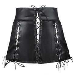 Punk Sexy Black Faux Leather Mini Skirt N11108