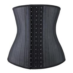 Latex Corset for Women, Black Spiral Steel Boned Corset, Waist Trainer Corset for Women, Plus Size Underbust Corset, #N11124