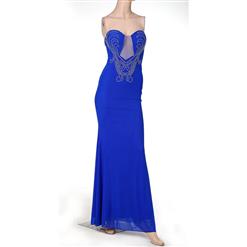 Sexy Royalblue Sweetheart Rhinestone Decro Long Evening Gown N11174