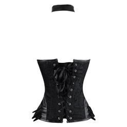 Steampunk Retro Black Brocade Halter Overbust Corset N11189