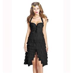 Burlesque Sexy Black Halter Ruffles Tutu Corset Dress N11197