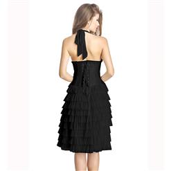 Burlesque Sexy Black Halter Ruffles Tutu Corset Dress N11197