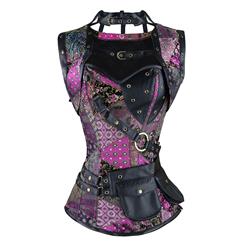 Gothic Steel Boned Corset for Women, Punk Retro Overbust Corset, Steel Boned Corset, Purple Overbust Corset Steampunk, Plus Size Corset, #N11199