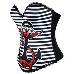 Sexy Burlesque Stripe Anchor Halloween Costume Corset N11201