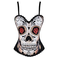 Sexy Black Skull Day of The Dead Halloween Costume Corset N11202