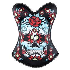 Sexy Black Sugar Skull Halloween Costume Corset N11203