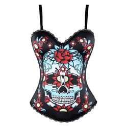 Sexy Black Sugar Skull Halloween Costume Corset N11203