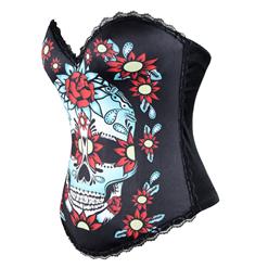 Sexy Black Sugar Skull Halloween Costume Corset N11203