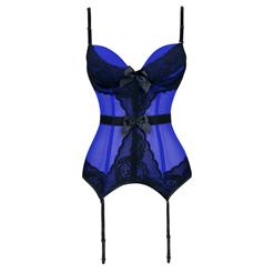 Women's Fashion Blue Lace Bustier Corset N11284