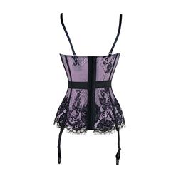 Fashion Purple Lace Mesh Overbust Corset N11315