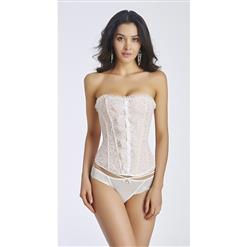 Elegant White Lace Strapless Overbust Corset Bustier N11318