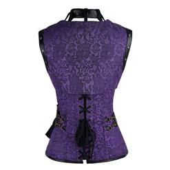 Steampunk Gothic Vintage Purple Steel Boned Overbust Corset for Halloween N11328