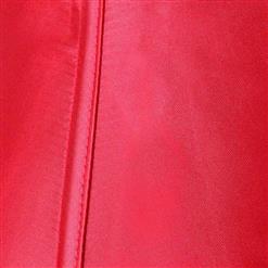 Sexy Red Satin Floral Brocade Burlesque Strapless Bustier Overbust Corset N1132
