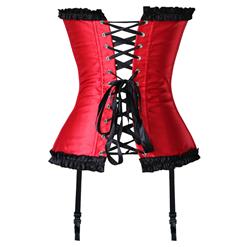 Sexy Red Satin Floral Brocade Burlesque Strapless Bustier Overbust Corset N1132